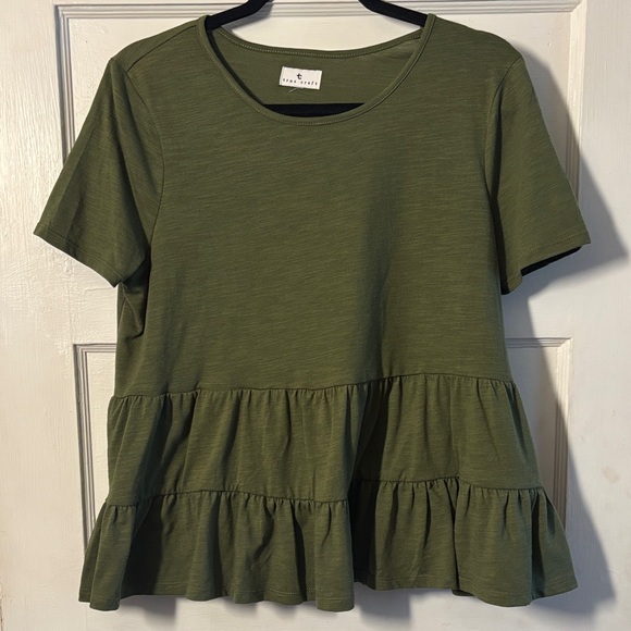 True Craft Olive Green Ruffle Blouse - Picture 1 of 4